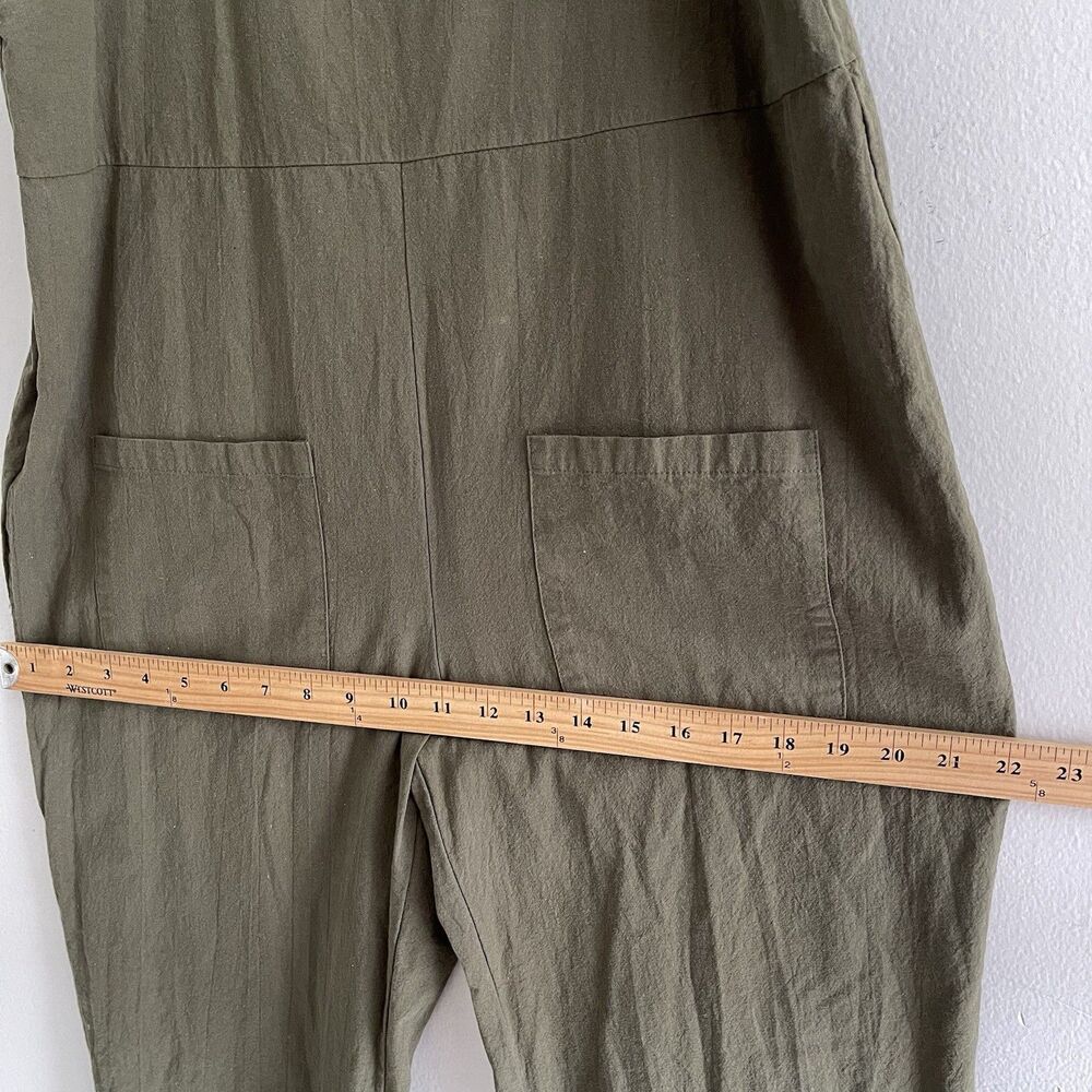 Lagenlook Overall Womens Size L Hunter Green Cotton Blend Slouchy Lightweight - Picture 8 of 10